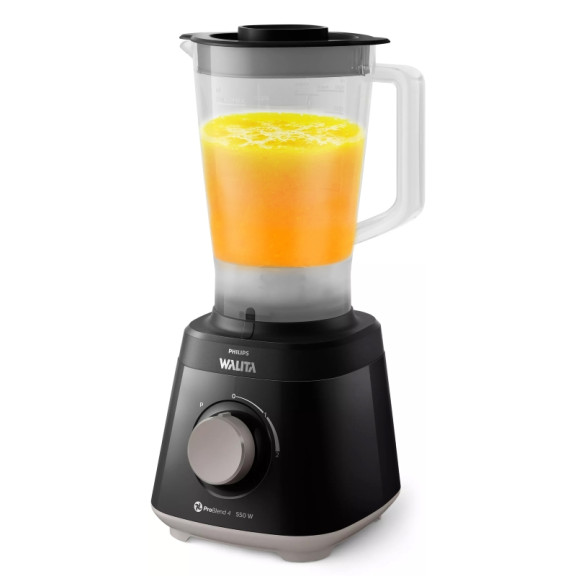 La licuadora Walita presenta una potencia de 550 vatios, lo que garantiza un rendimiento eficiente al triturar y mezclar ingredientes. Su vaso de plástico tiene una capacidad de 1.5 litros, suficiente para preparar porciones adecuadas de batidos, jugos o mezclas para varias personas. La licuadora ofrece dos velocidades ajustables y una función de pulso, permitiendo un control preciso sobre la textura y la consistencia de los alimentos. Además, está equipada con la tecnología ProBlend 4, que optimiza el proceso de mezcla mediante cuchillas diseñadas

Potencia: 550W para un rendimiento eficiente.
Tecnología ProBlend 4: Cuchilla en estrella para mezclas homogéneas.
Capacidad: Vaso de plástico de 1.5L.
Velocidades: 2 velocidades + función "Pulso" para triturar hielo.
Función Mayonesa: Tapa para verter aceite gradualmente.
Materiales libres de BPA: Seguridad y durabilidad