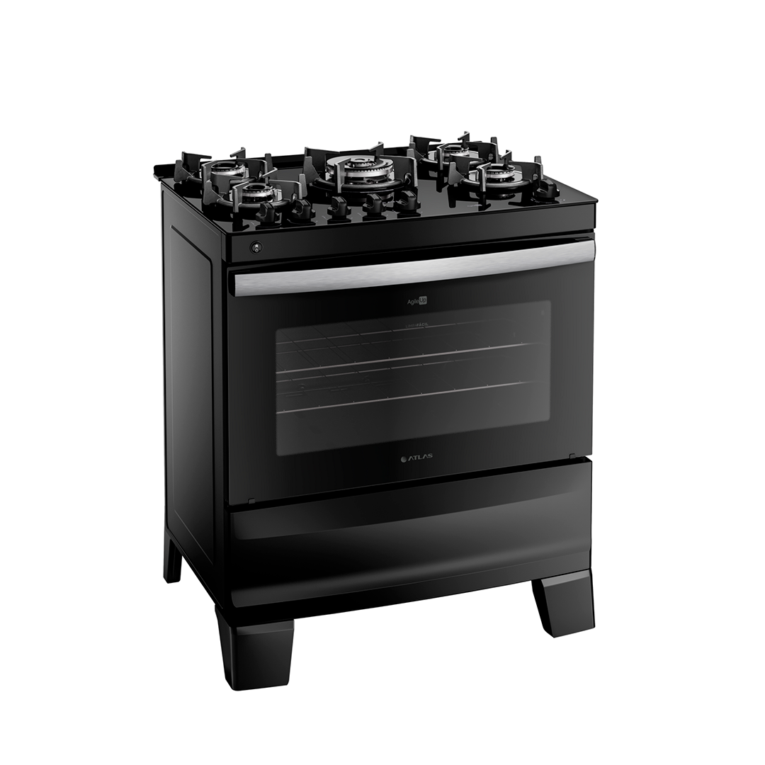 La mesa de cristal ultra resistente y el tirador de aluminio cepillado añaden un toque de elegancia a tu cocina. Los pies altos y resistentes proporcionan estabilidad y seguridad durante el uso y facilitan la limpieza.

Especificaciones técnicas

- 5 hornallas.
- Superficie de vidrio templado negro, fácil de limpiar.
- Horno espacioso con puerta de vidrio y sistema de fácil apertura.
- Encendido automático en hornallas y horno para mayor comodidad.
- Rejillas esmaltadas resistentes y duraderas.
- Perillas ergonómicas para un control preciso del fuego.
- Funciona con gas.