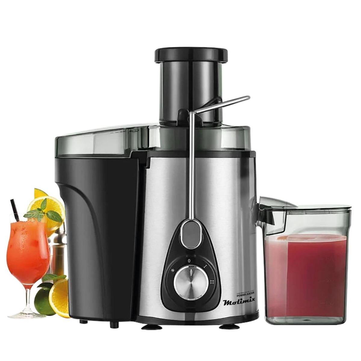 - 600W de potencia
- 2 velocidades
- Disco circular en acero nox
- Tubo alimentador de 7cm
- Extrae el jugo de frutas y verduras.