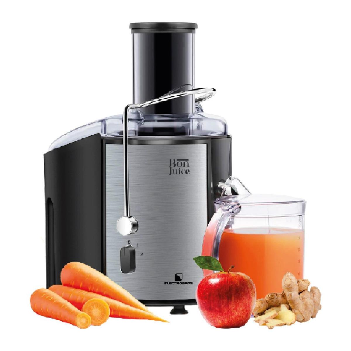 - 980W de potencia
- 2 velocidades
- Disco circular en acero nox
- Tubo alimentador extra grande
- Extrae el jugo de frutas y verduras enteras