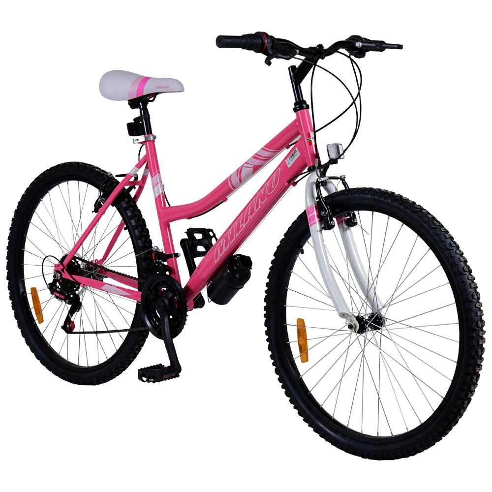 - Marca: MILANO
- Tipo de Bicicleta: MTB
- Aro: 26”
- Tipo de Producto: BICICLETA
- Modelo: ACTION
- Color: ROSADO
- Cubiertas: TODO TERRENO (26" X 2.125)
- Descarrilador Delantero: DESC. MILANO
- Descarrilador Trasero: DESC. MILANO
- Frenos: V-BRAKE
- Material de Cuadro: ALEACIÓN
- Cuadro: CUADRO BAJO - DAMA
- Suspensión: RIGIDA
- Tipo de suspensión: RIGIDA
- Velocidades: 21