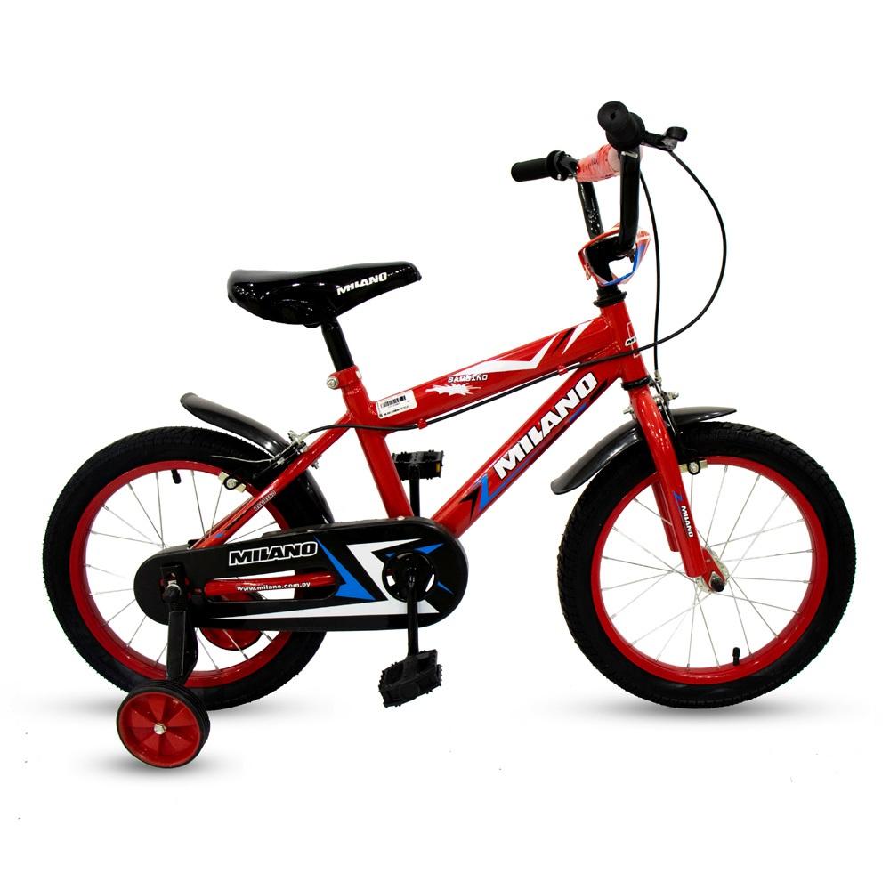 - Marca: MILANO
- Tipo de Bicicleta: INFANTIL
- Aro: 16"
- Tipo de Producto: BICICLETA
- Modelo: BAMBINO
- Color: ROJO
- Cubiertas: TODO TERRENO (16" X 2.125)
- Frenos: U-BRAKE
- Material de Cuadro: ALEACIÓN
- Cuadro: CUADRO INTERMEDIO - UNISEX
- Suspensión: RIGIDA
- Tipo de suspensión: RIGIDA