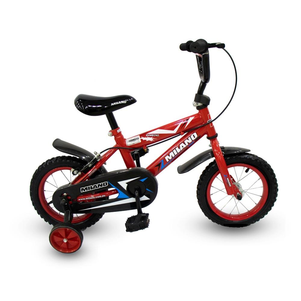 - Marca: MILANO
- Tipo de Bicicleta: INFANTIL
- Aro: 12"
- Tipo de Producto: BICICLETA
- Modelo: BAMBINO
- Color: ROJO
- Cubiertas: TODO TERRENO (12.5" X 2.125)
- Frenos: U-BRAKE
- Material de Cuadro: ALEACIÓN
- Cuadro: CUADRO INTERMEDIO - UNISEX
- Suspensión: RÍGIDA
- Tipo de suspensión: RÍGIDA
