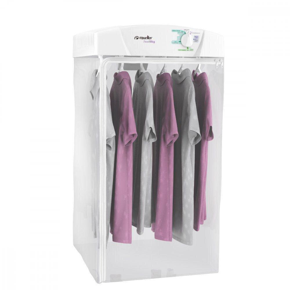 - Capacidad: 8 Kg
- Temporizador: 4 ciclos
- Incluye: 6 perchas
- Dimensiones: 105 x 62 x 57 cm