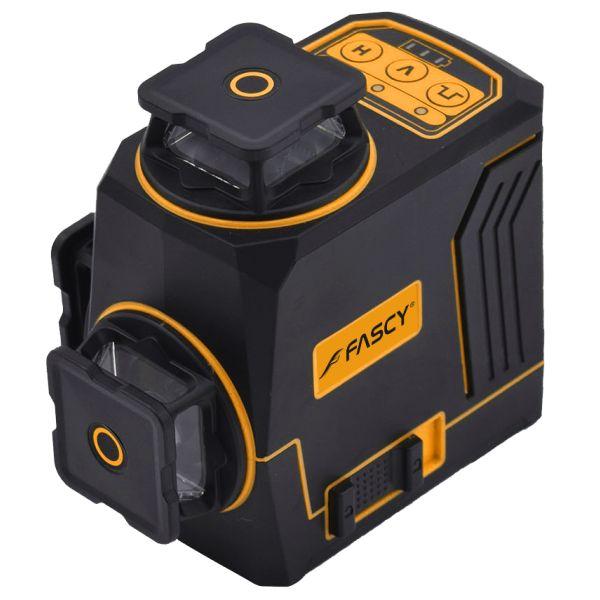 FASCY es una marca paraguaya reconocida por su amplia variedad de máquinas y herramientas, que abarca desde herramientas manuales y máquinas eléctricas a batería hasta equipos de construcción. Comprometidos constantemente con la innovación y la satisfacción del cliente, ofreciendo una garantía escrita de un año, así como soporte técnico y repuestos originales.

El nivel láser FASCY es una herramienta de uso profesional diseñado para determinar nivelaciones, proyecta 12 líneas para nivelar y medir. Fácil de usar, optimiza el tiempo y se realizan trabajos más precisos. Ideal para alinear objetos, cuadros, estantes, instalar zócalos, pisos, abertura para puertas, ventanas etc. Recomendado para construcciones, carpintería y uso doméstico en general.

ESPECIFICACIONES TÉCNICAS – MODELO NL3612
- Color del láser: Verde

Proyección del láser:
- 1 línea horizontal con 4 líneas
- 2 líneas verticales con 4 líneas
- Longitud de onda láser: 505 – 520 nm
- Campo de aplicación: Interior / Exterior
- Distancia de trabajo: 25 m
- Precisión: ±1.5 mm / 7 m
- Potencia del láser: 30 mW
- Rango de autonivelación: ±3°
- Estabilización: Magnética (≤4 s)
- Protección: IP54
- Alimentación: Batería de litio 3.7 V
- Temperatura de operación: -10 °C a +50 °C
- Dimensiones: 110 × 70 × 104 mm
