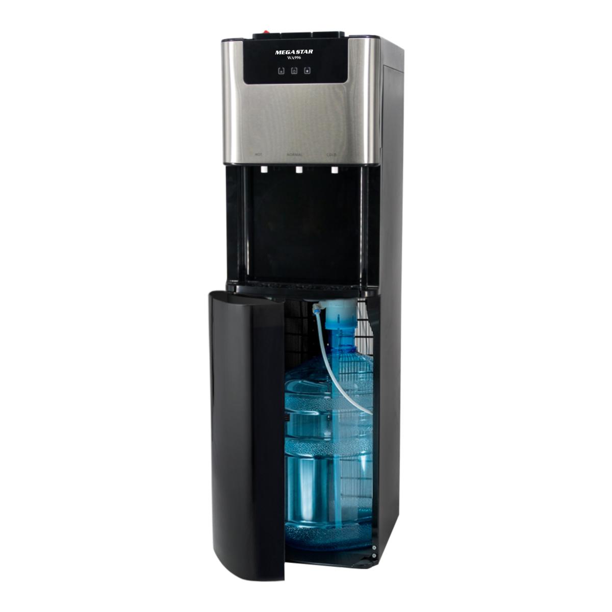 - 3 Temperaturas: frio, caliente y natural
- Refrigeración por compresor
- Capacidad / Temperatura / Potencia:
- Agua fría: 2.0L / 10°C / 85W
- Agua caliente: 5.0L / 90°C / 500W

- Voltaje: 220V 50/60Hz
- Gas refrigerante: R134a