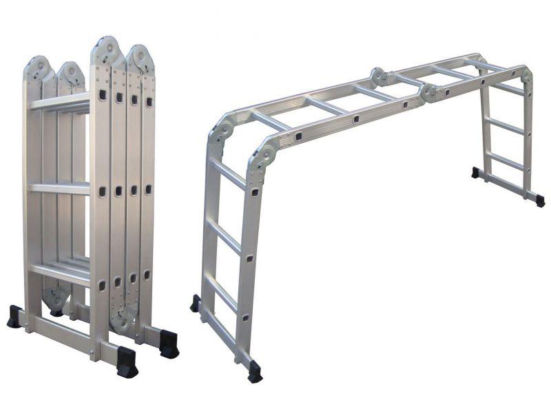 La escalera articulada VCP modelo VCH000280 está diseñada para ofrecer máxima versatilidad, seguridad y estabilidad en múltiples configuraciones: como escalera extendida, en tijera o como andamio. Fabricada con aluminio normalizado de alta resistencia, cuenta con peldaños planos y sólidos, además de zapatas con goma antideslizante, lo que garantiza un uso seguro en todo tipo de superficies.

Ideal para tareas profesionales o domésticas, soporta hasta 150 kg y ofrece una excelente relación entre peso, durabilidad y funcionalidad. Su estructura liviana facilita el transporte y almacenamiento sin sacrificar firmeza.


Detalles
- Tareas de mantenimiento y reparación en
- Uso en obras de construcción y trabajos industriales.
- Acceso a áreas elevadas
- Limpieza y pintura de paredes 

- Material: Aluminio normalizado
- Configuración: 4 x 4 peldaños
- Medida cerrada: 1.28 m
- Medida extendida: 4.72 m
- Medida en tijera: 2.30 m
- Altura como andamio: 1.29 m
- Ancho: 37 cm
- Peso: 12.5 kg
- Capacidad máxima: 150 kg
- Origen: Paraguay

Características adicionales: Zapatas con goma antideslizante
Superficie de apoyo antideslizante
Parantes sólidos y livianos