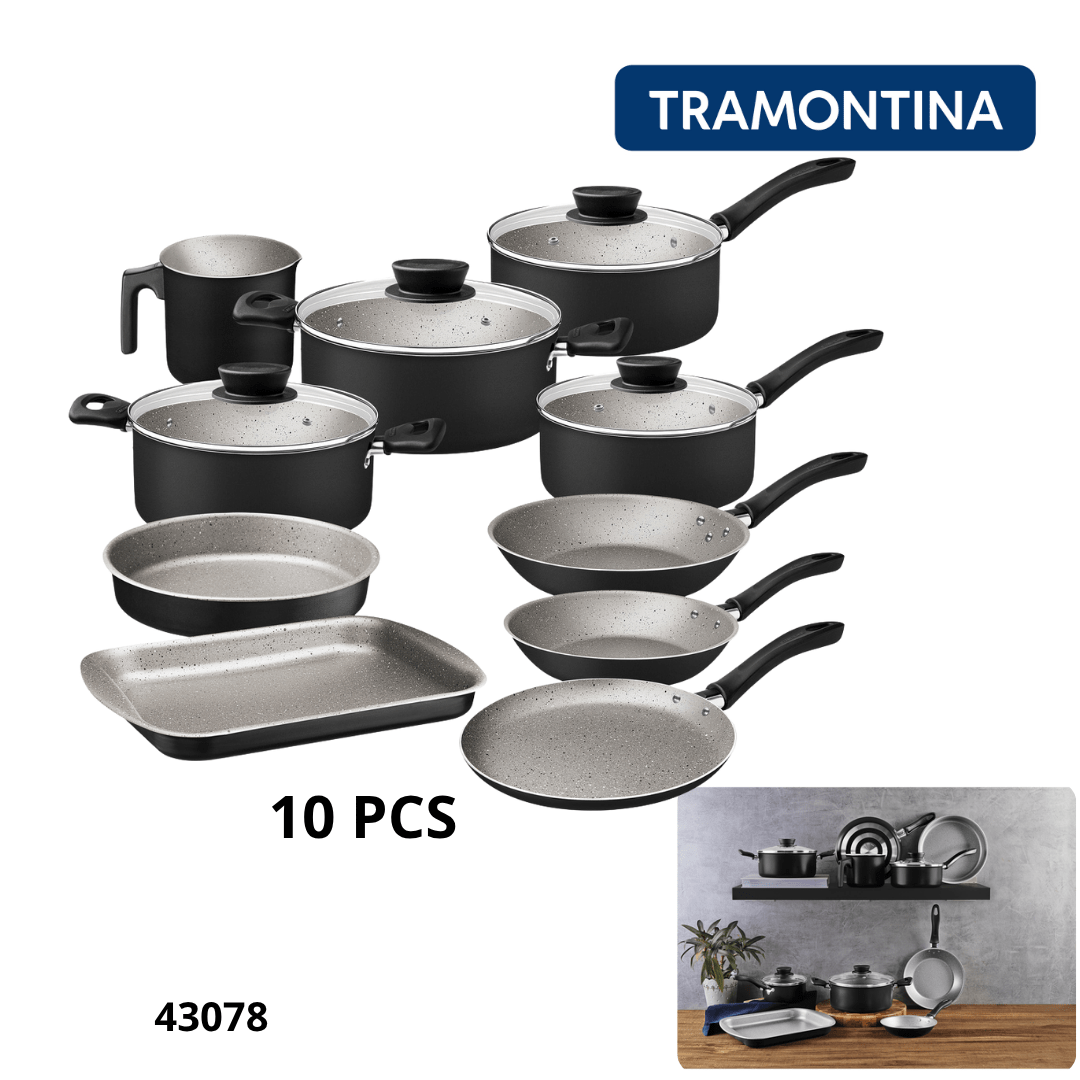 JUEGO DE CACEROLA LINZ NEGRO TRAMONTINA 28299/007 (10 PCS)